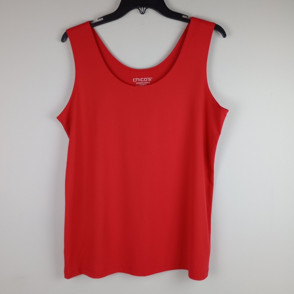 Chico's Women XL Red Sleeveless Scoop Neck Nylon Spandex Stretch Tank Top